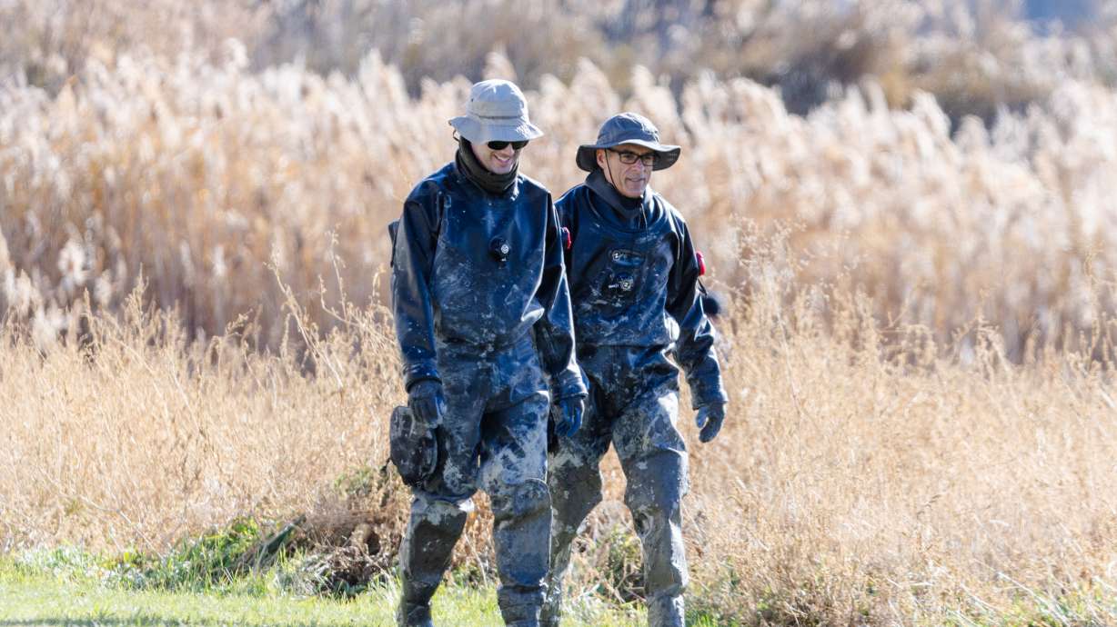 Saratoga Springs Police Department and the FBI are searching the Jordan River on Monday, looking for evidence in the March killings of a mother and her 8-year-old son.