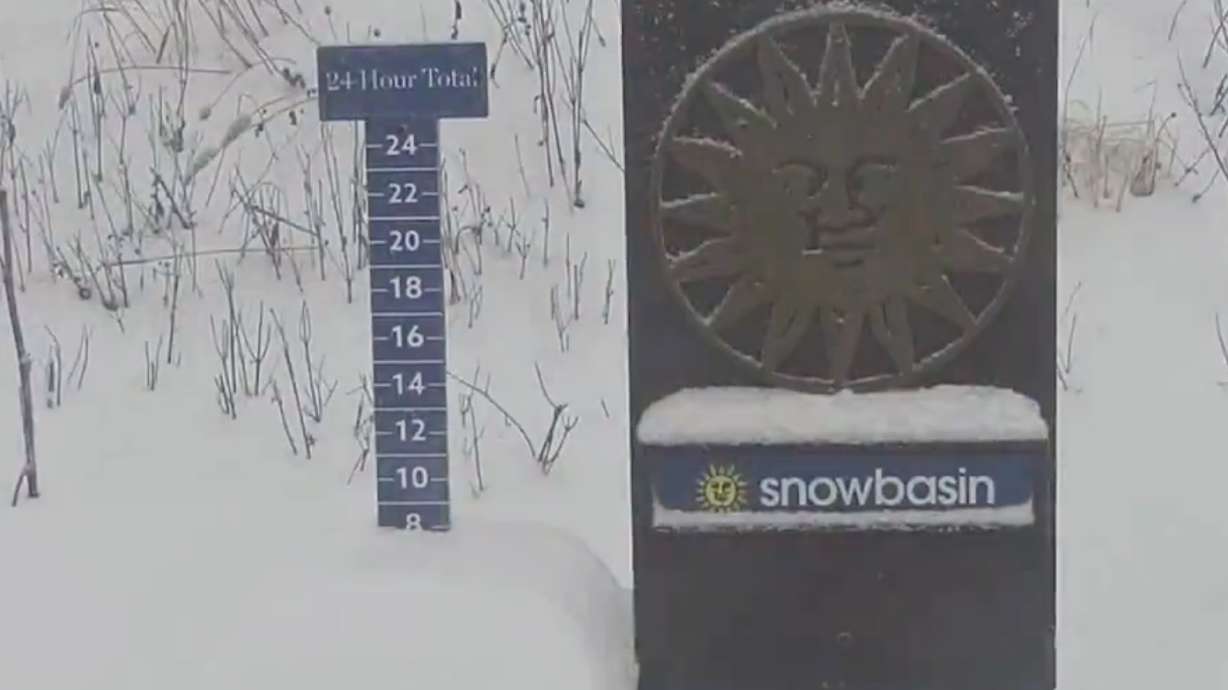 Freshly fallen snow at Snowbasin Resort in Weber County on Monday. The resort received 8 inches of new snow, while more moisture is in Utah's forecast this week.