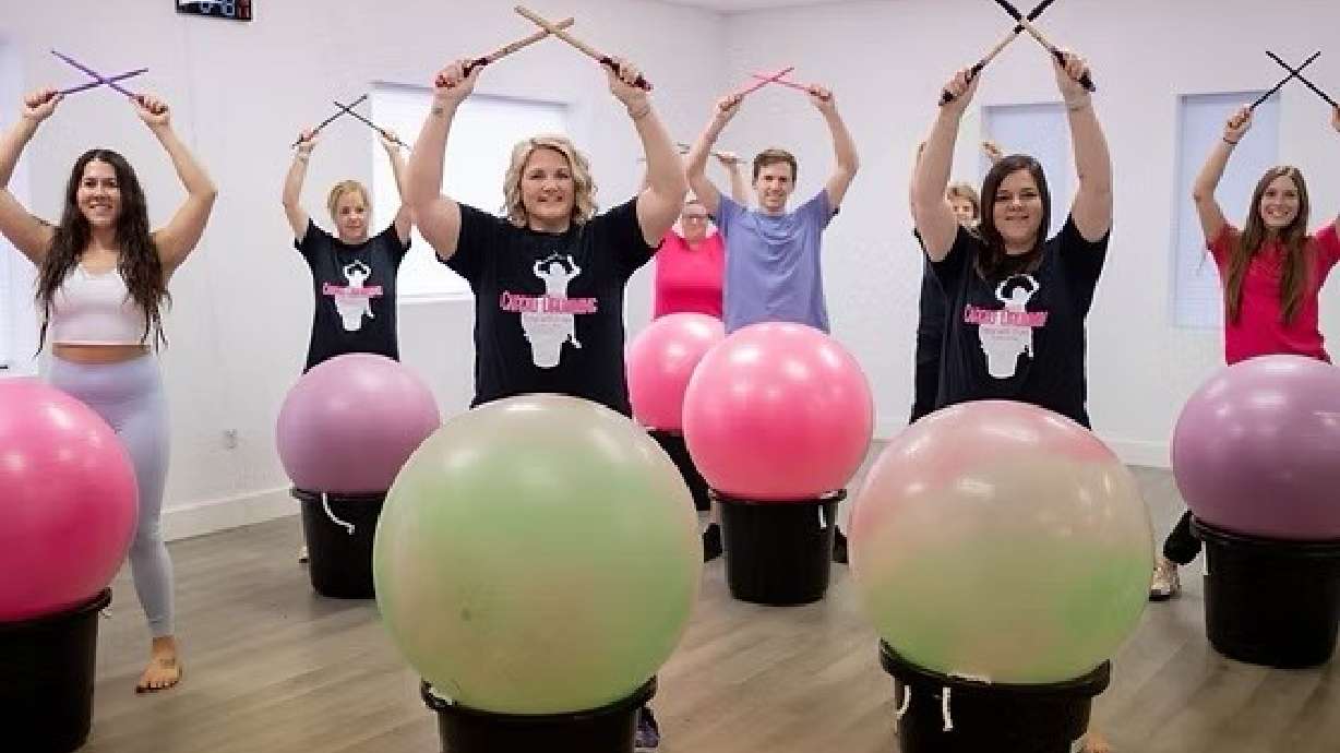 Participants in a cardio drumming class taught by Karrie Hennigar in St. George.
