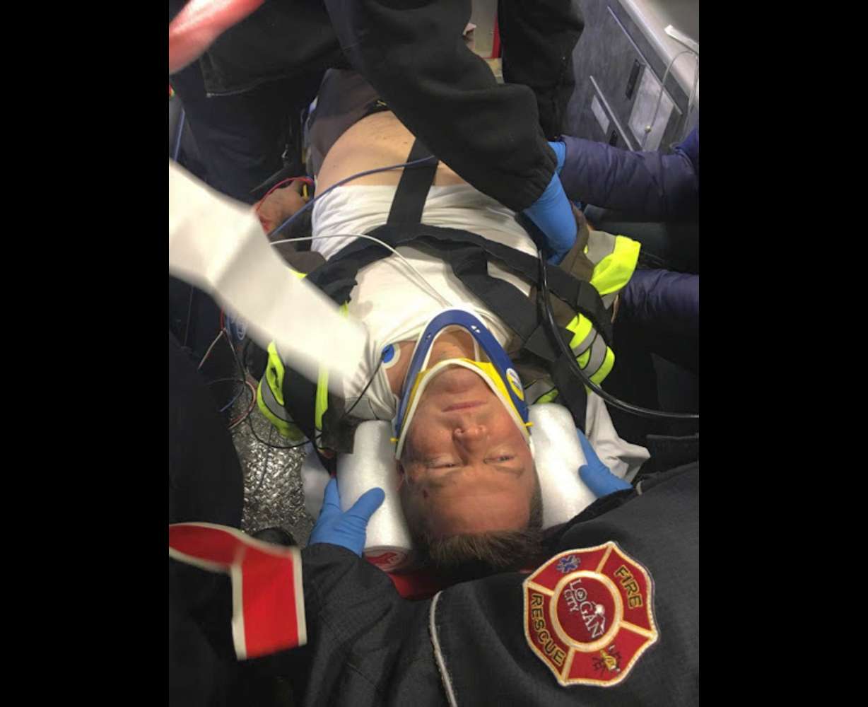 Utah Highway Patrol Lt. Cade Brenchley was hit by a car while responding to a slide-off in 2018.