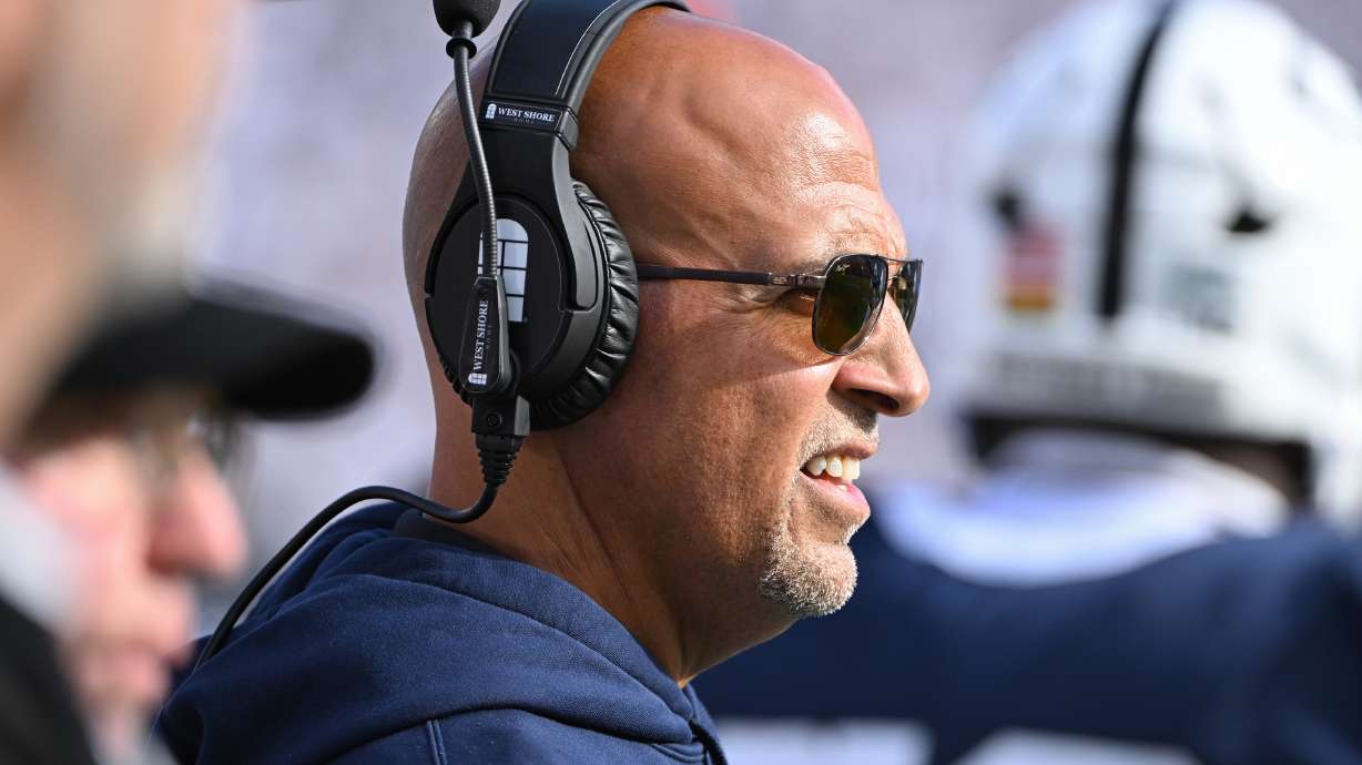 FILE - Penn State head coach James Franklin watches the action against Northwestern during the second quarter of an NCAA college football game, Saturday, Oct. 11, 2025, in State College, Pa.