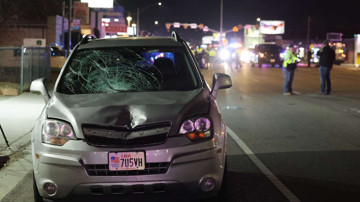 Law enforcement investigate a fatal auto pedestrian accident at 3116 S. State in South Salt Lake on Nov. 21, 2024. Pedestrian deaths caused by vehicles are hitting record levels.