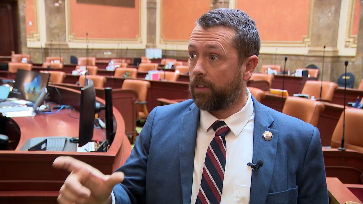 House Majority Leader Casey Snider, R-Paradise, speaks with KSL-TV on Wednesday. Snider's proposal that first responders are immune from legal action passed unanimously.