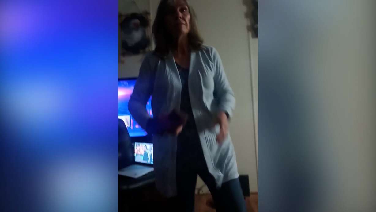 Kristine Rogers is pictured on cellphone video on Sept. 19, 2024, just before knocking that phone out of a woman’s hand.