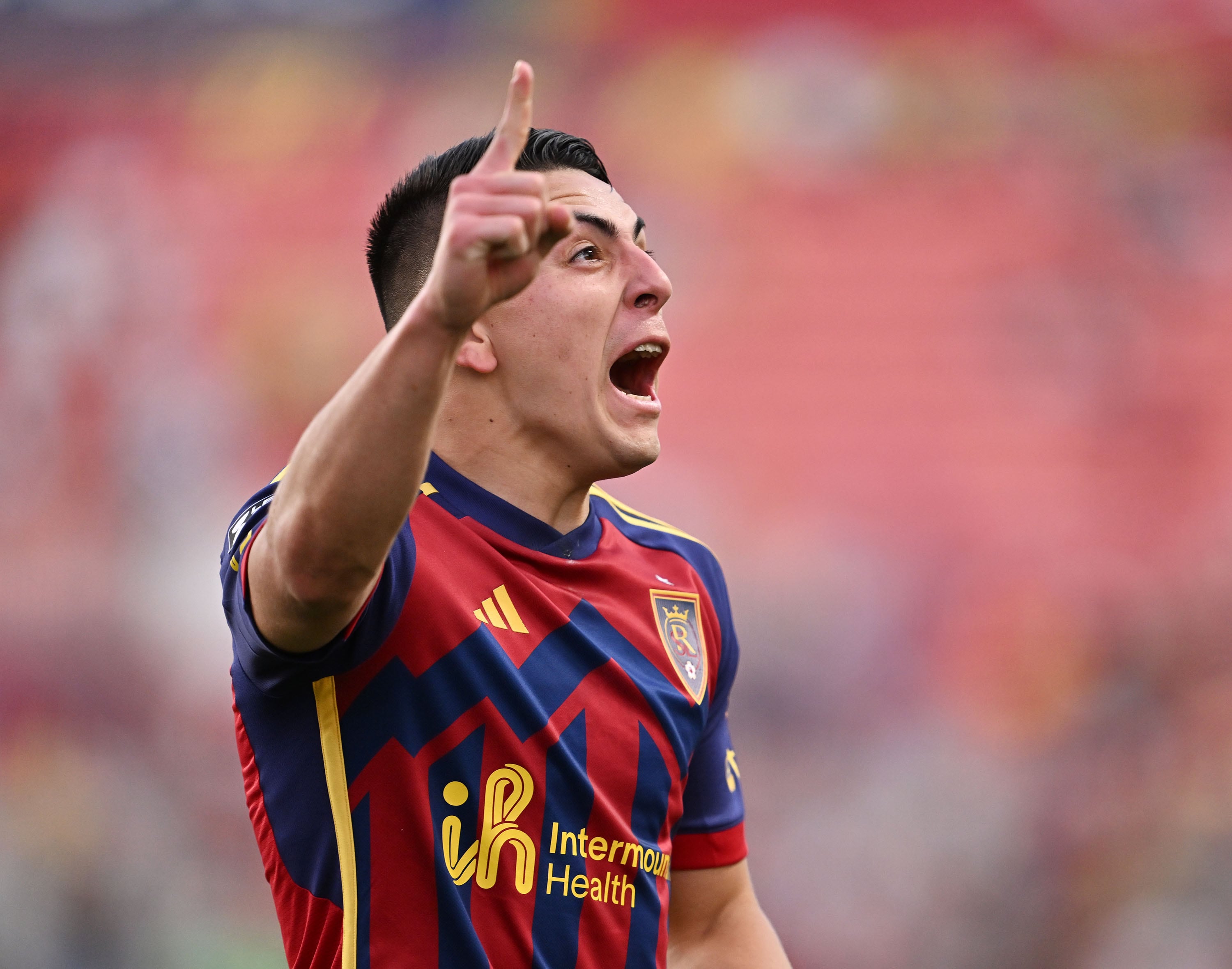 Real Salt Lake midfielder Braian Ojeda (6) celebrates after scoring a goal as RSL plays Querétaro at America First Field in Sandy on Aug. 6.