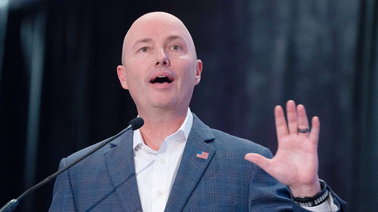 Utah Gov. Spencer Cox speaks during the Western Governors' Association meeting Thursday in Scottsdale, Ariz. Cox said the slow arrival of the recent redistricting decision limited the Legislature's ability to appeal the ruling.