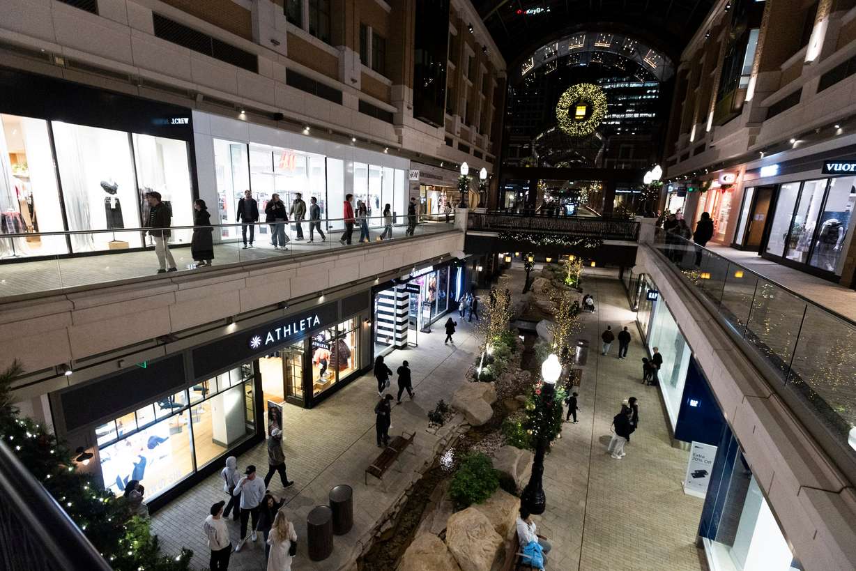 Shoppers walk through City Creek Center in Salt Lake City on Friday, Nov. 22, 2024.