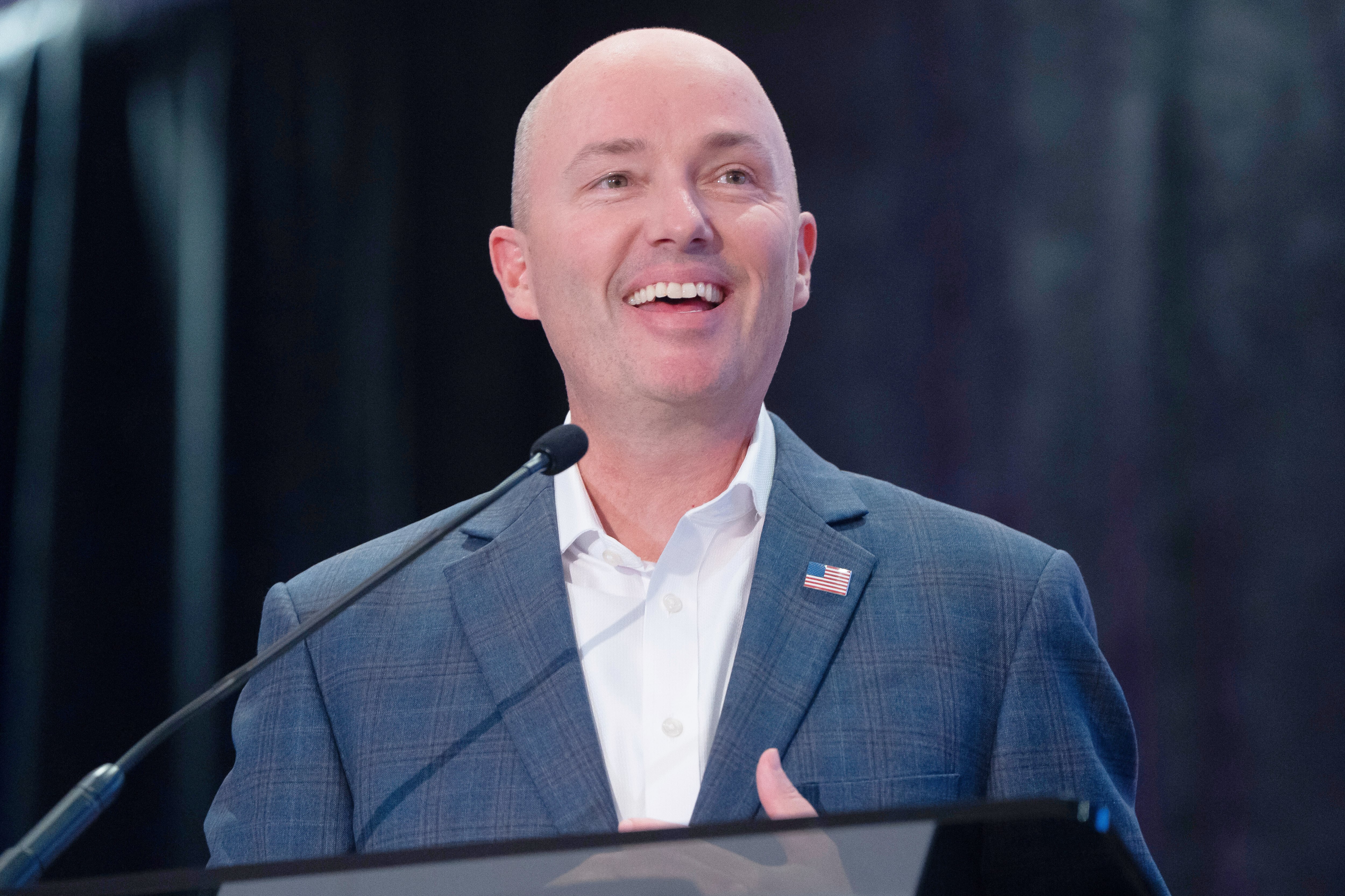 Utah Gov. Spencer Cox speaks during the Western Governors' Association meeting Thursday, in Scottsdale, Ariz.