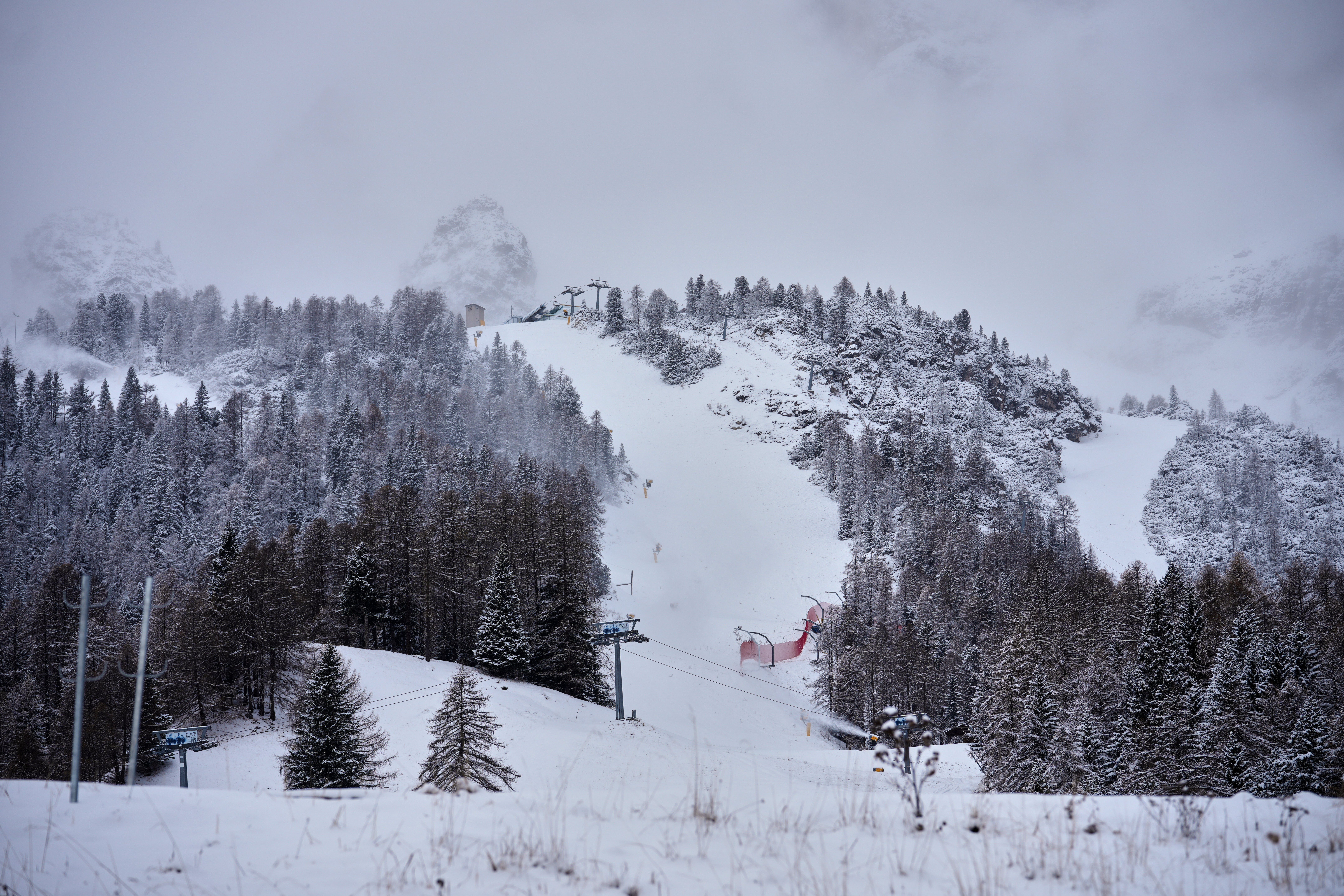 A view of the Olympia delle Tofane course where the women's Alpine skiing will be contested at the 2026 Milan Cortina Winter Olympics, in Cortina D'Ampezzo, Italy, Friday, Nov. 21, 2025. 