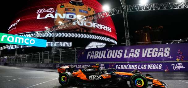 Lando Norris takes pole in rainy Las Vegas qualifying, Verstappen bumped to second