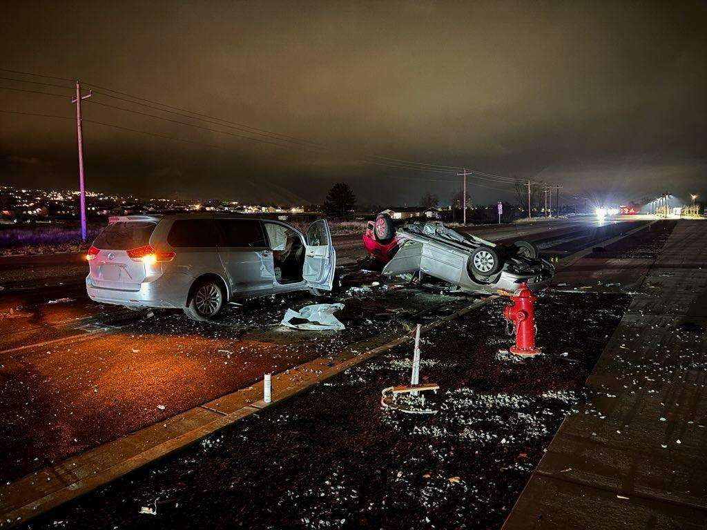 Two people were killed and three others injured Saturday after a vehicle rolled into a field on state Route 165 in Providence, Cache County.