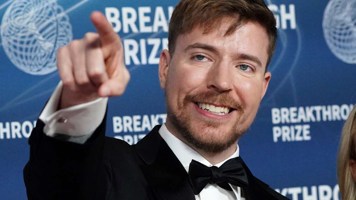 Jimmy Donaldson, who goes by the online alias MrBeast, arrives at the 11th Breakthrough Prize Ceremony on April 5, in Los Angeles.