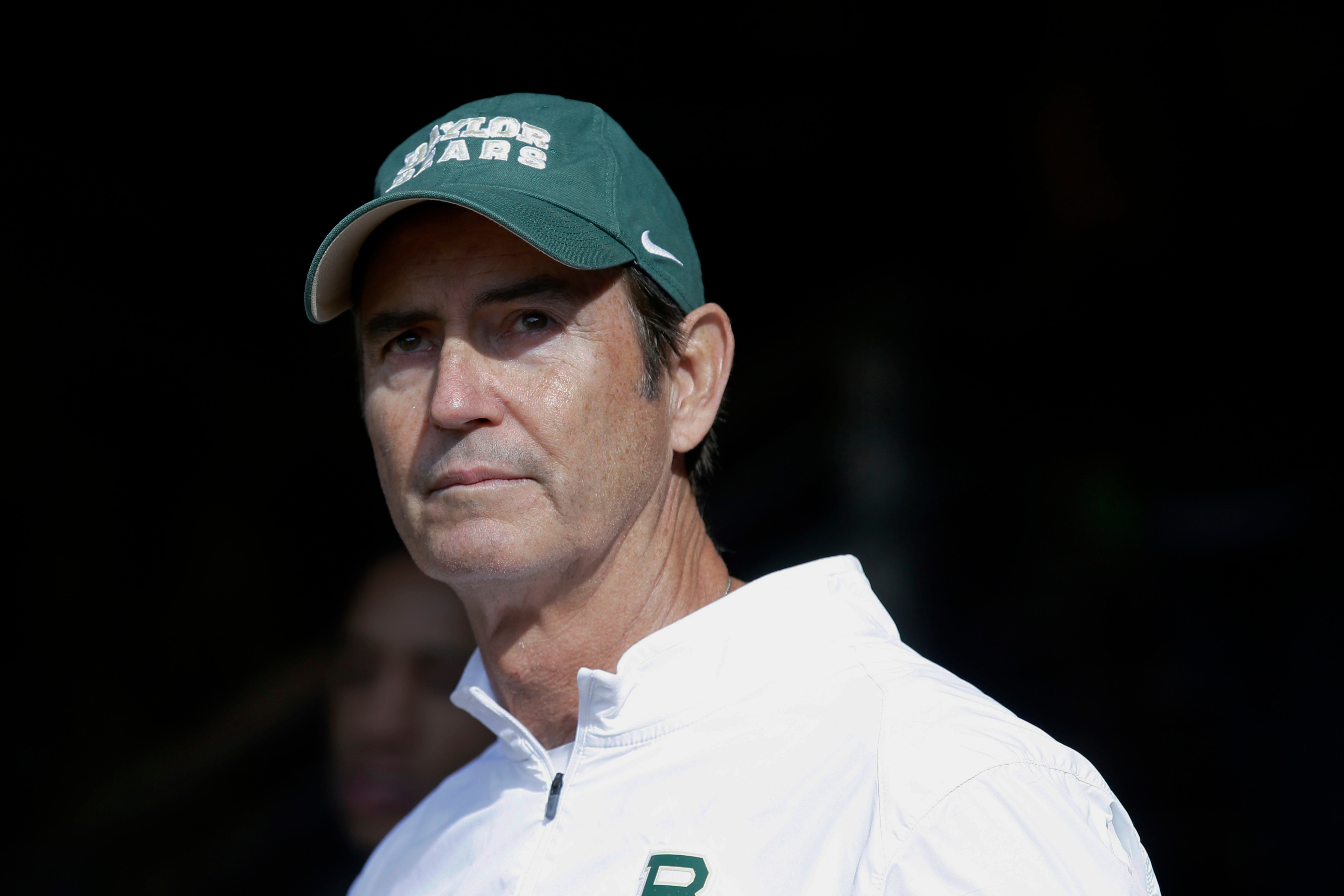 FILE - Baylor coach Art Briles stands in the tunnel before the team's NCAA college football game against Texas Dec. 5, 2025, in Waco, Texas. 
