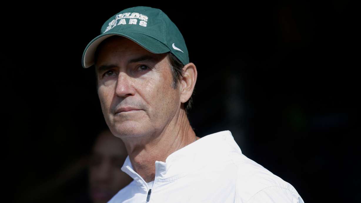 FILE - Baylor coach Art Briles stands in the tunnel before the team's NCAA college football game against Texas Dec. 5, 2025, in Waco, Texas.