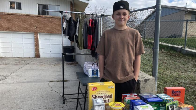 Utah seventh-grader runs donation stand to help families in need