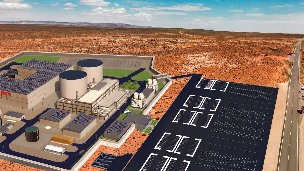 A rendering depicts an advanced small modular reactor technology that Utah Gov. Spencer Cox New announced under Operation Gigawatt to build nuclear manufacturing center the Brigham City area.