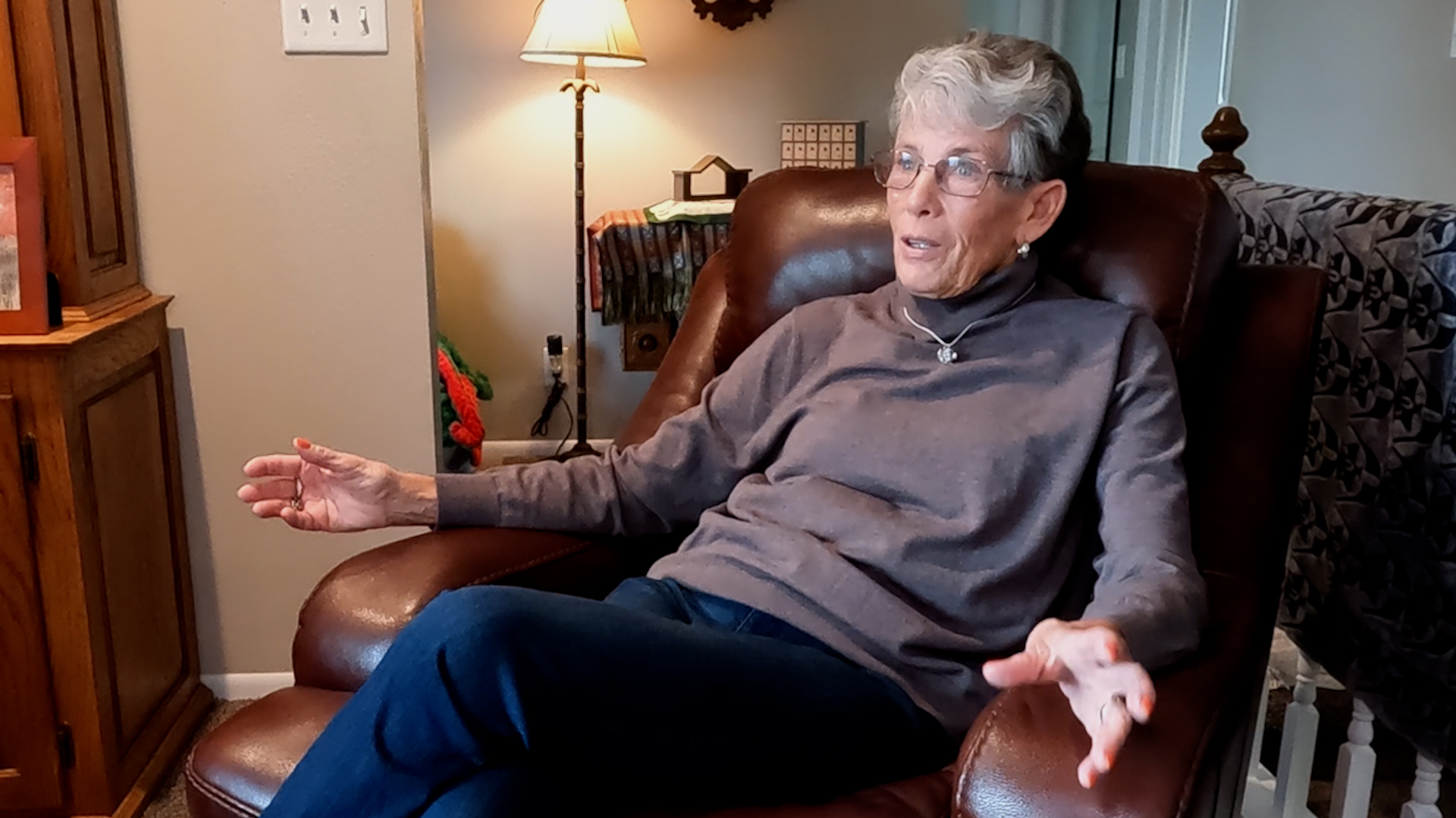 Pat Jenkins is pictured in her home. Jenkins has a connection to a Thanksgiving tradition — The National Dog Show on NBC.