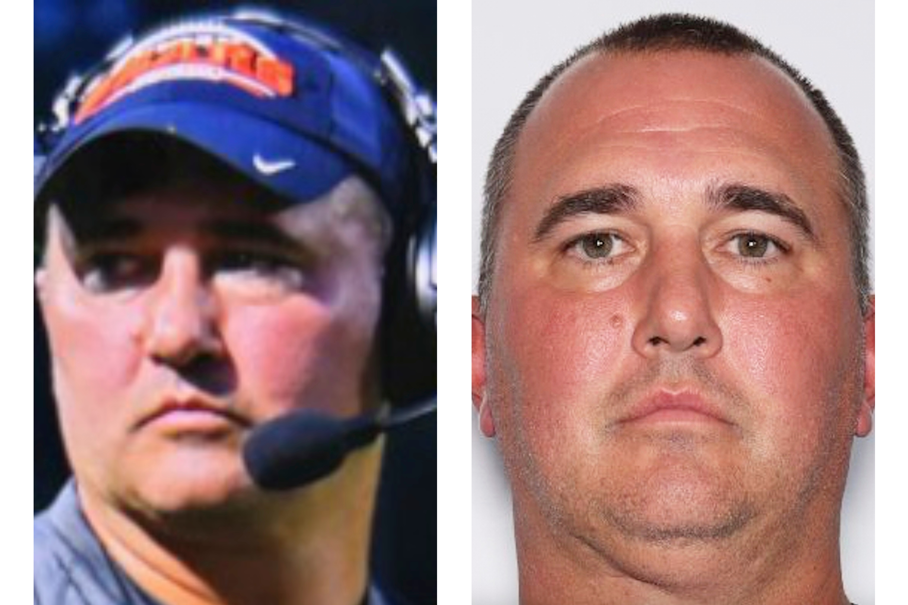 This combination of photos provided by the Virginia State Police shows Travis L. Turner, a southwest Virginia high school football coach who went missing and has been charged with possession of child pornography. 