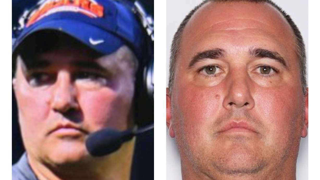 This combination of photos provided by the Virginia State Police shows Travis L. Turner, a southwest Virginia high school football coach who went missing and has been charged with possession of child pornography.