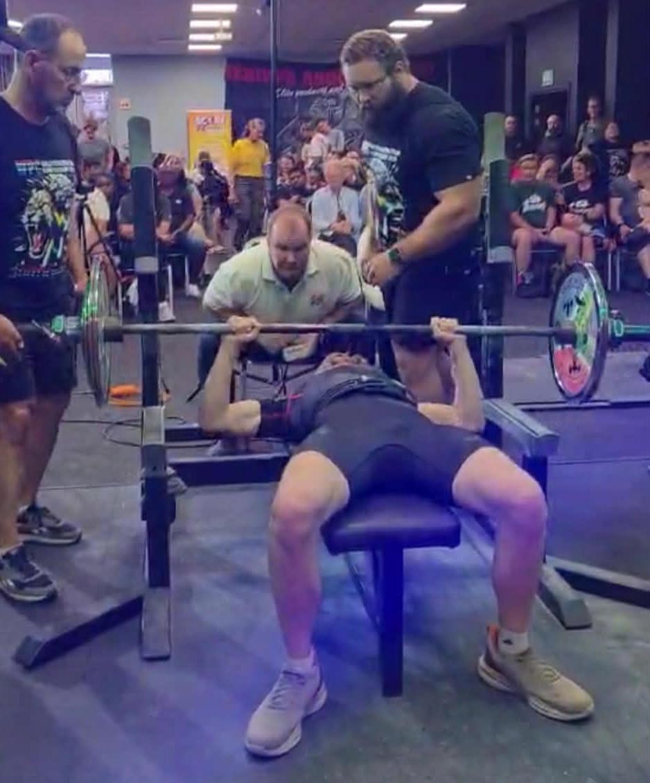 Colter Rammell competes in the WPC World Powerlifting Championship in Durban, South Africa. Rammell set a world record and broke his own national record in the competition.