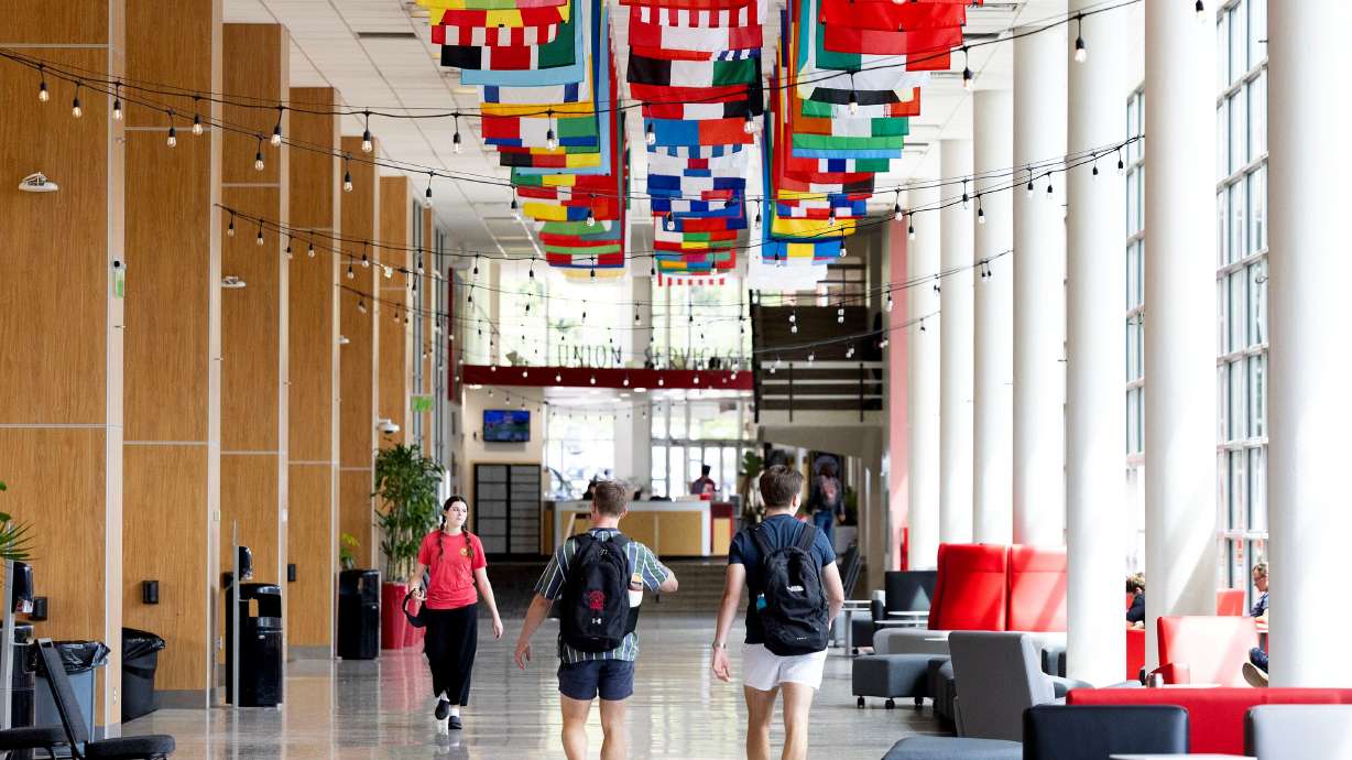 Students are pictured in the Olpin Union at the University of Utah in Salt Lake City on Aug. 20. Despite visa hold-ups and deportation fears, international students remain keen on enrolling in Utah universities.