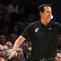 Erik Spoelstra had no idea why he was getting drenched in the locker room. His 800th win was why