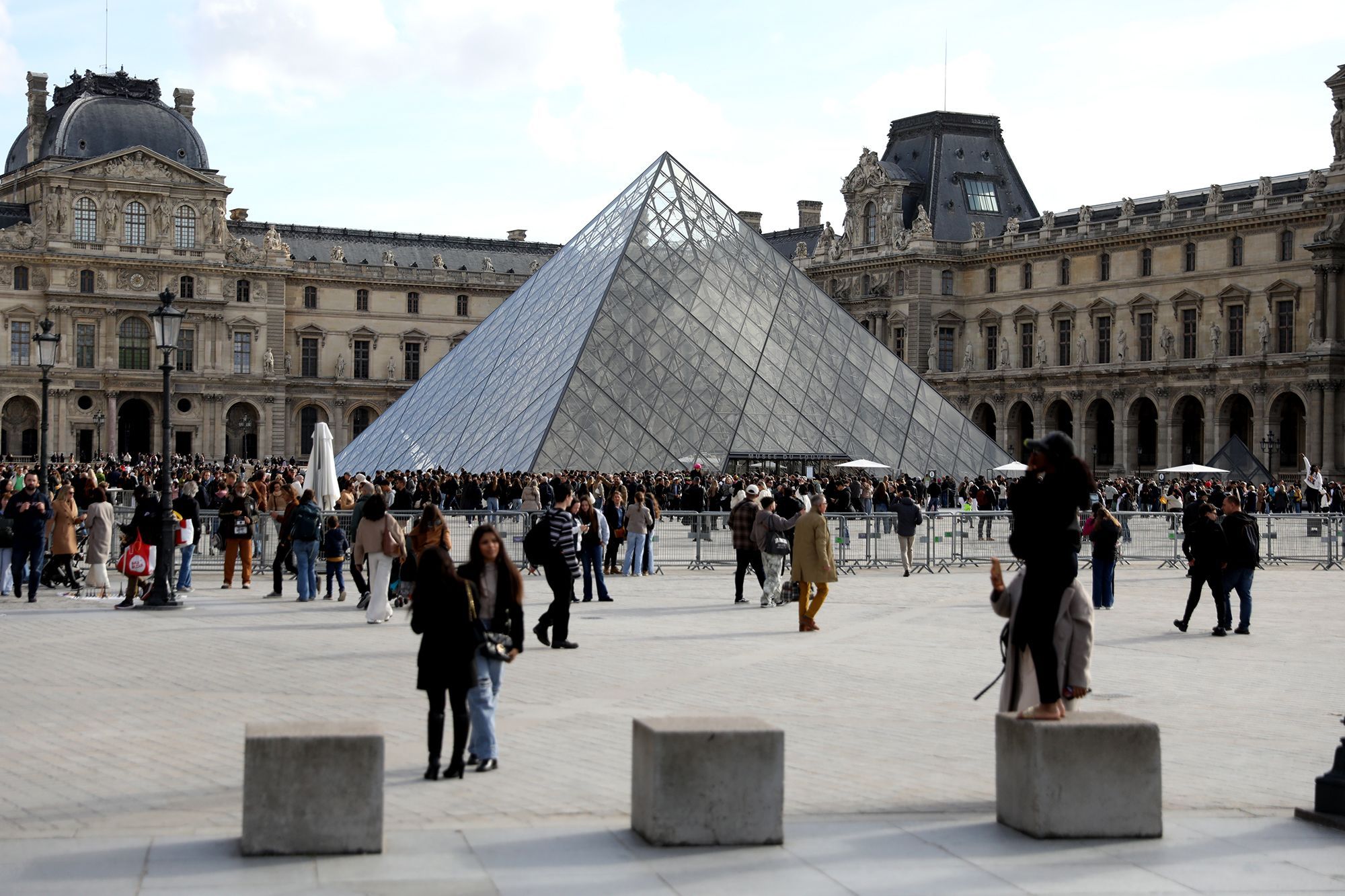 A view of the courtyard at the Louvre museum in Paris,