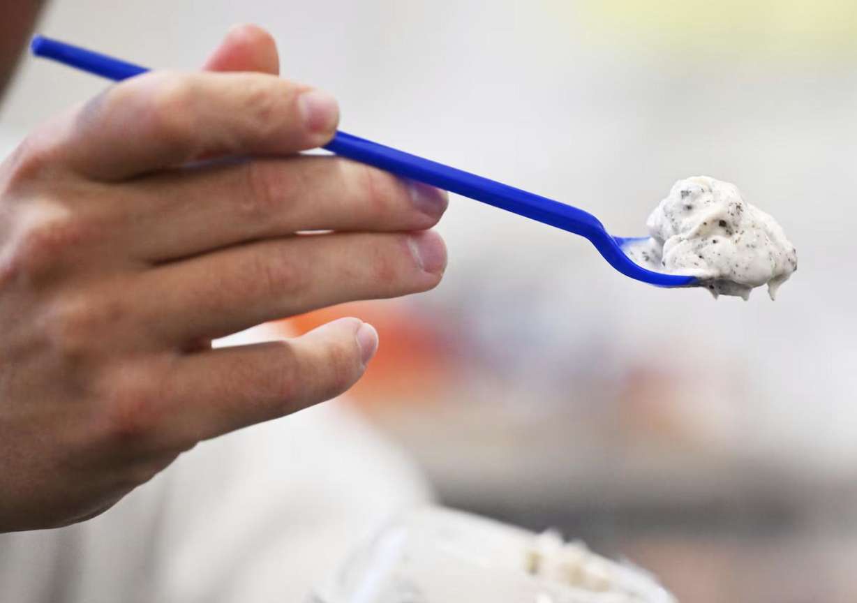 Lehi High School social studies teacher Joey Hall records a video while on a lunch break at school in Lehi on Nov. 18. Hall has amassed 2.2 million followers on TikTok doing food reviews.