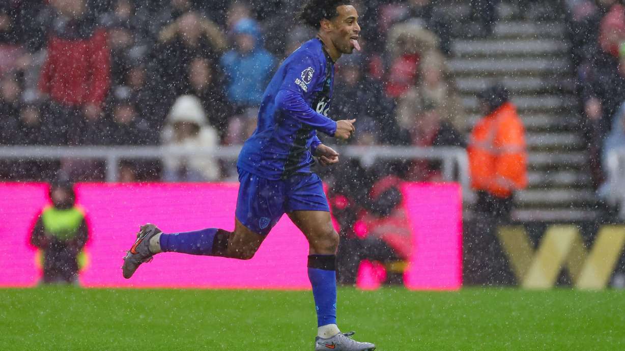 Bournemouth's Tyler Adams celebrates scoring their side's second goal of the game during the Premier League match at the Stadium of Light in Sunderland on Saturday Nov. 29, 2025.