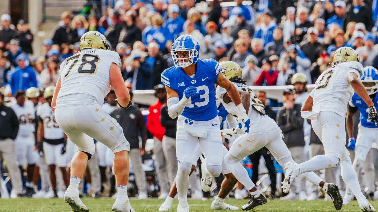 BYU's Tausili Akana during a Big 12 football game against UCF, Saturday, Nov. 29, 2025 at LaVell Edwards Stadium in Provo, Utah.