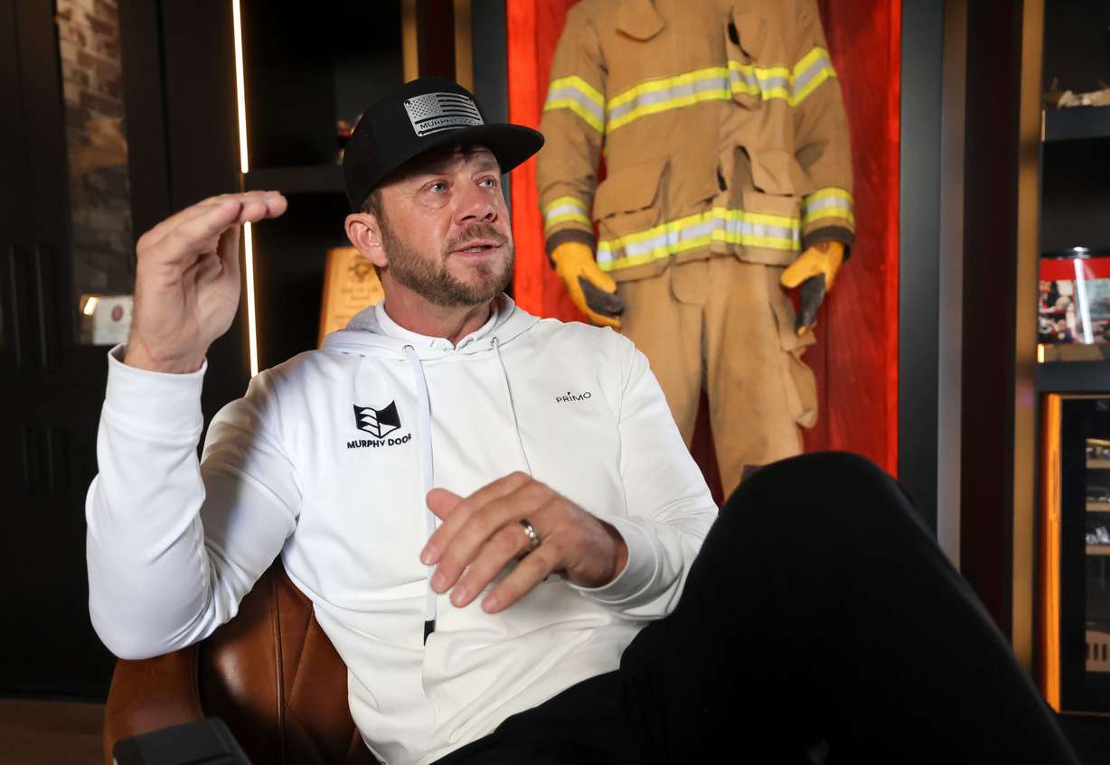 Jeremy Barker, Murphy Door founder and CEO, talks about his company at Murphy Door in Ogden on Oct. 21.