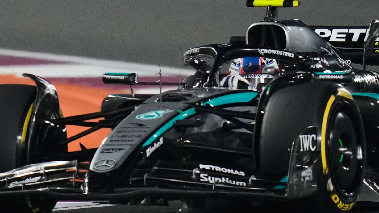 Mercedes driver Andrea Kimi Antonelli of Italy steers his car during the Qatar Formula One Grand Prix, at the Lusail International Circuit, in Lusail, Qatar, Sunday, Nov. 30, 2025.