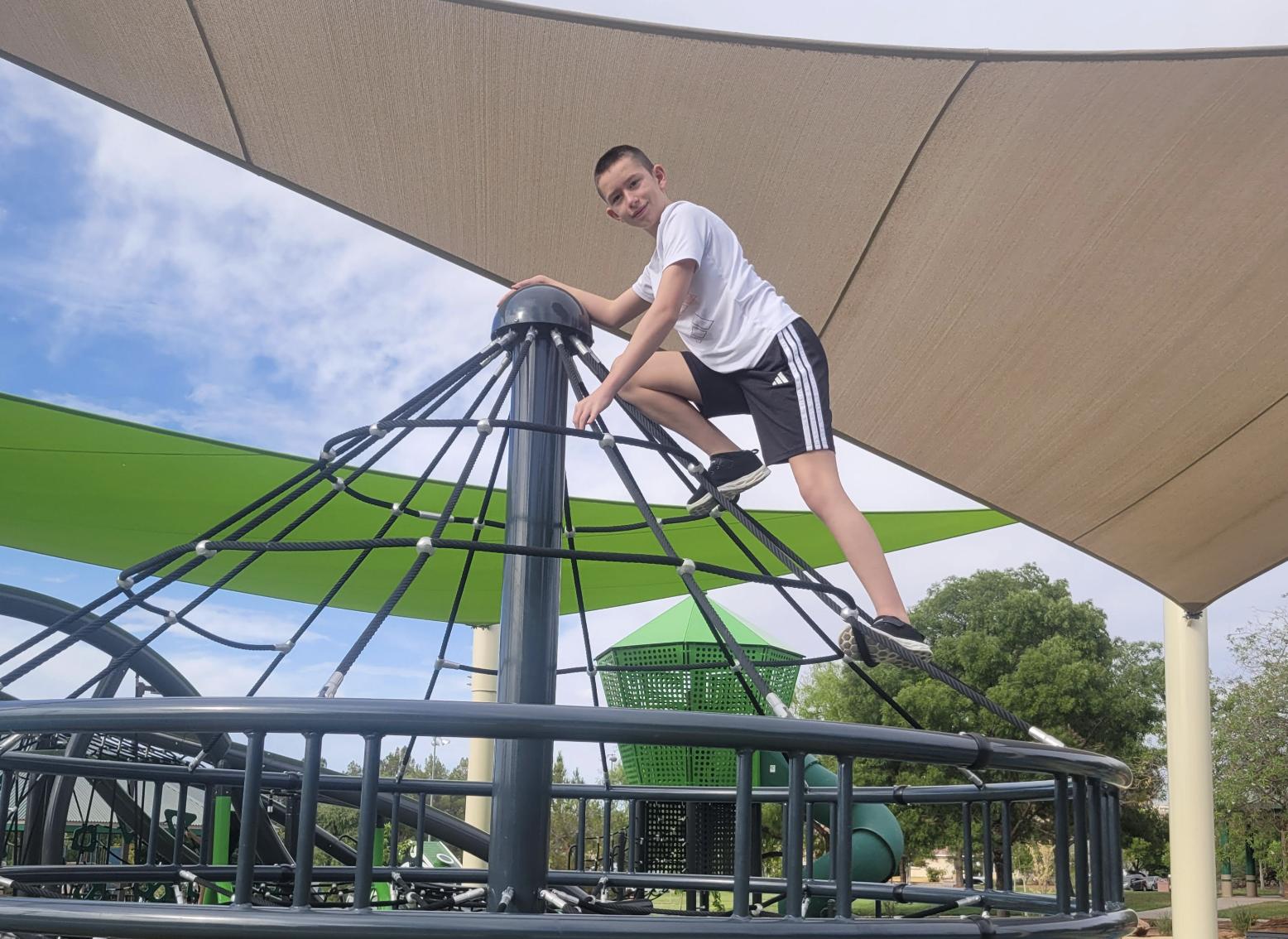 April's son Jace enjoying the flexibility of learning online.