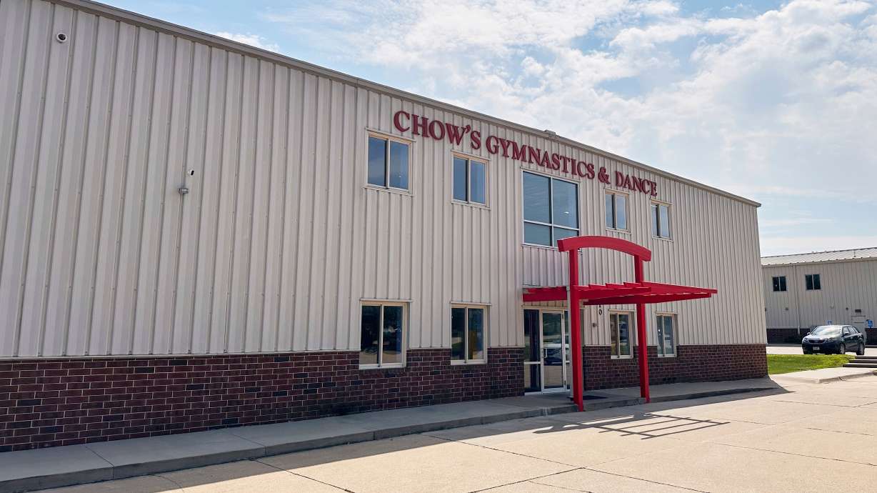 FILE - The Chow's Gymnastics & Dance Institute is seen Aug. 4, 2025, in West Des Moines, Iowa.