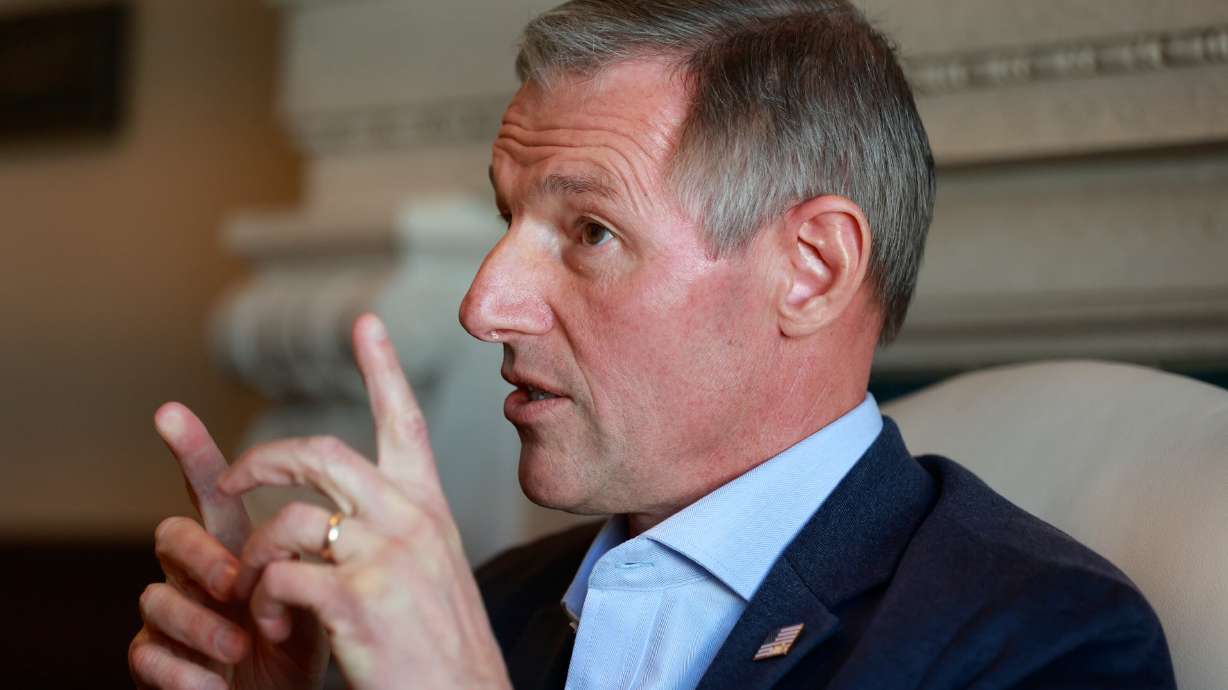Rep. Mike Kennedy, R-Utah, speaks with members of the media at the Capitol in Salt Lake City on Nov. 3.
