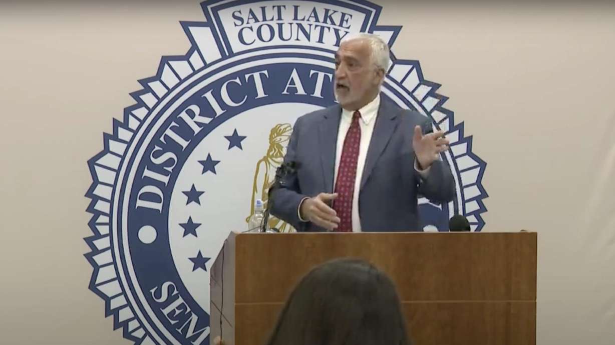 Salt Lake County District Attorney Sim Gill speaks to the media Dec. 3, 2025. His office filed three murder charges Friday against a man transporting three disabled men who allegedly left them in running van while he went inside to eat and watch TV for hours.