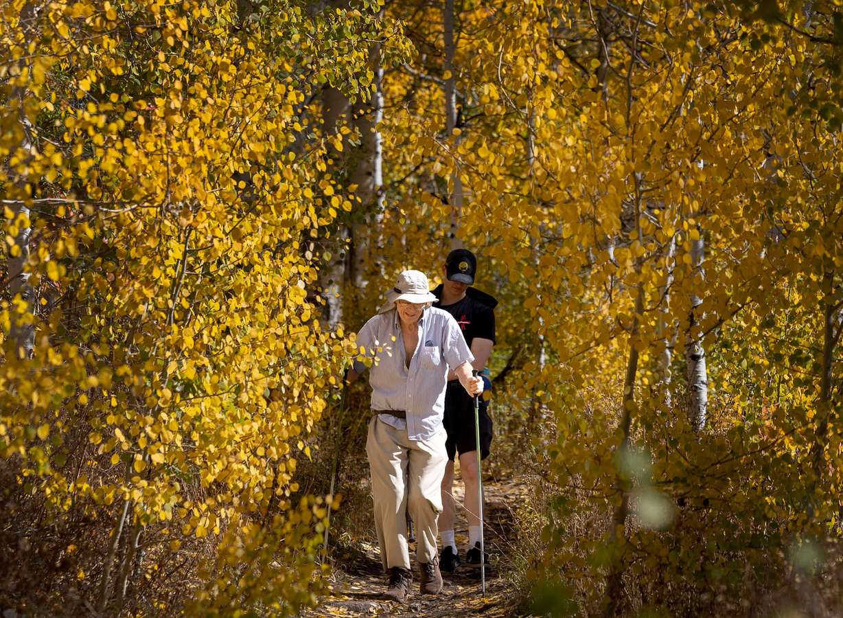 Henry Derres and his grandson Ryan Davenport hike the Willow Heights Trail in Big Cottonwood Canyon on Oct. 1.