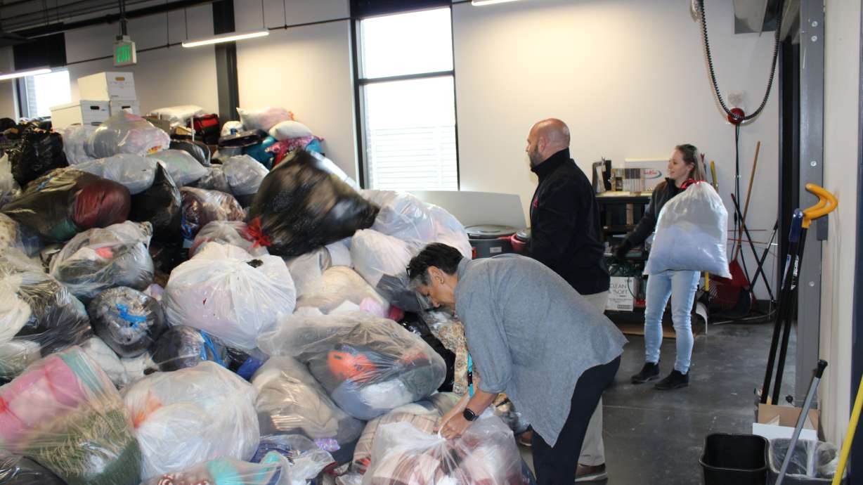Bags of clothes that were donated as part of the 13th annual Warm Bodies, Warm Souls winter clothing drive are shown Wednesday.