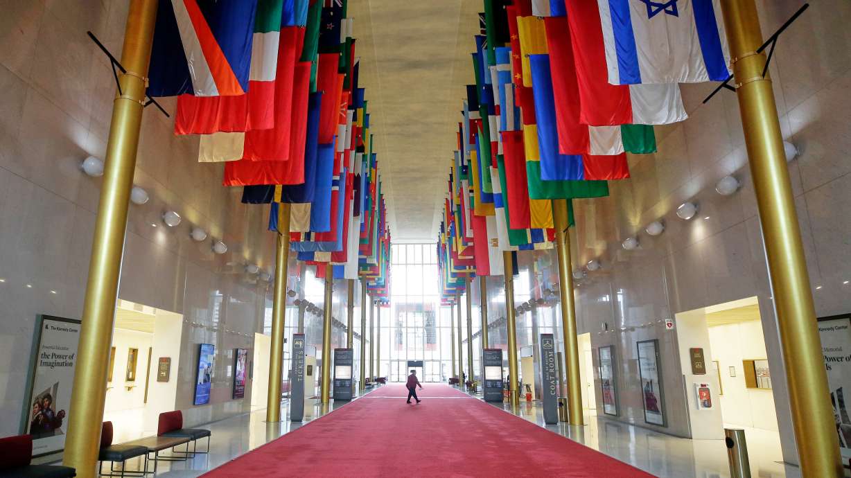 FILE - The Hall of Nations at the John F. Kennedy Memorial Center for the Performing Arts, Nov. 22, 2025, in Washington.