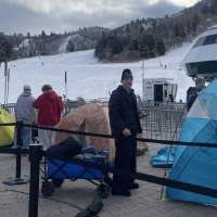 Skiers camp out for first chair at the start of Snowbasin's 85th season