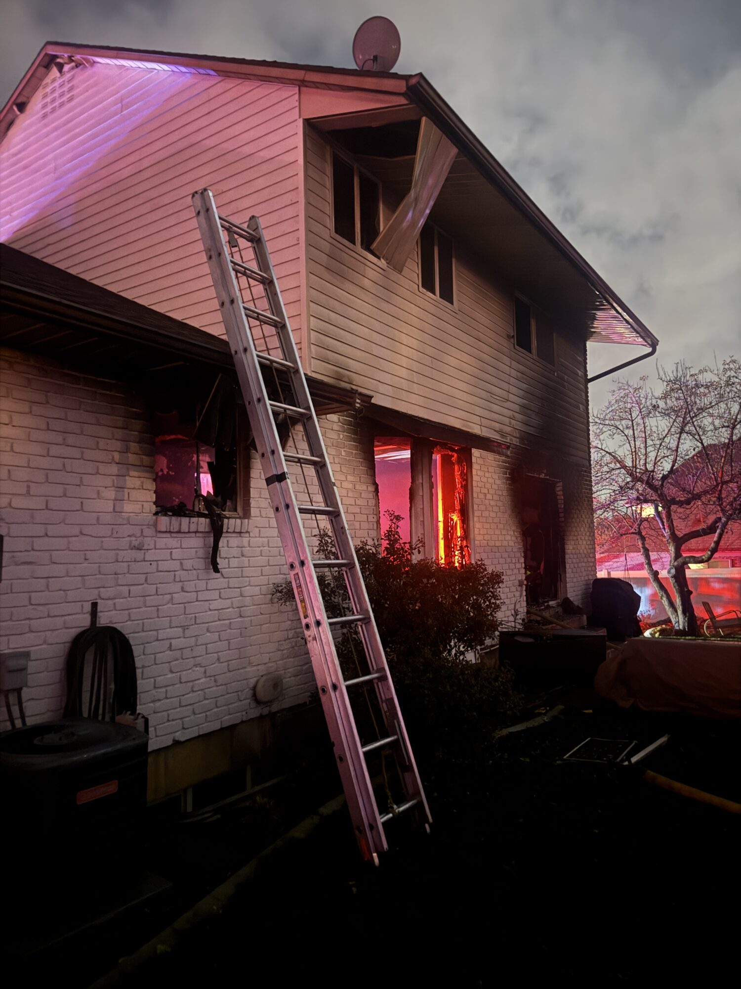 The aftermath of the fire at the Richardson family's house, Sunday. Firefighters told Merik Richardson the house was a total loss.
