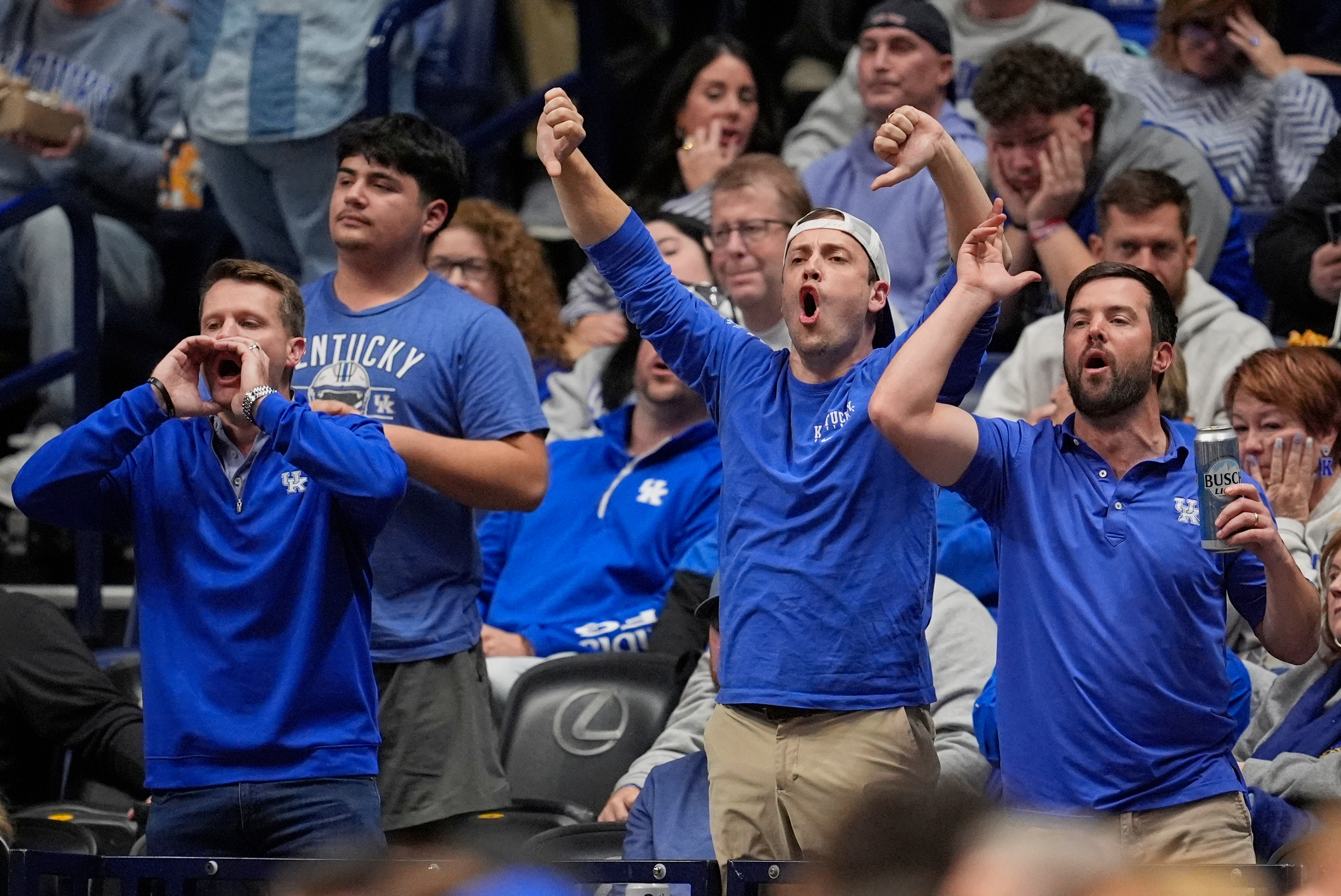 Kentucky fans boo during the first half of an NCAA college basketball game against Gonzaga, Friday, Dec. 5, 2025, in Nashville, Tenn.