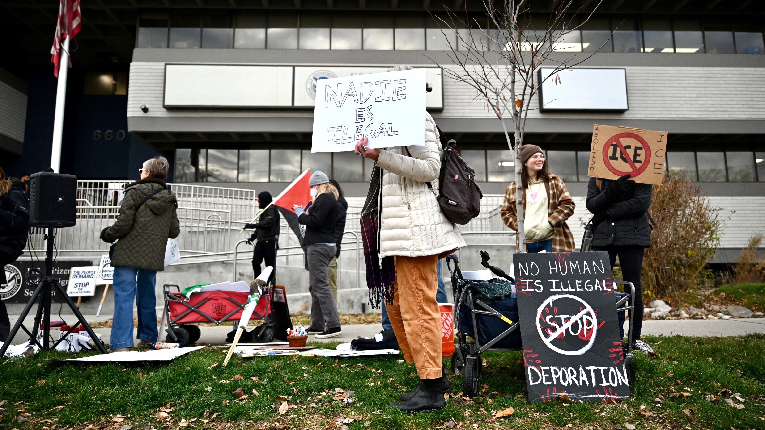 Immigrant advocates protest at Salt Lake immigration facility amid talk of heightened enforcement