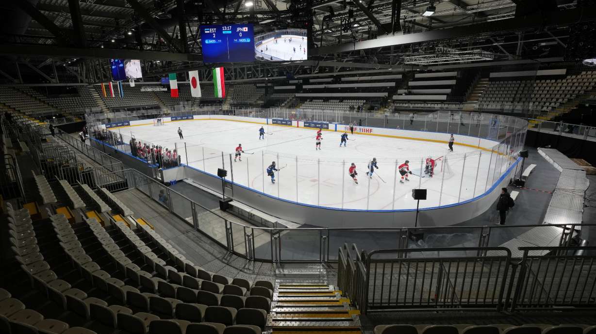 A view of the Ice Hockey Arena during the U20 Ice Hockey World Championship between Estonia and Japan as a test event for the 2026 Milan Cortina Winter Olympics, in Rho, near Milan, Italy, Monday, Dec. 8, 2025.