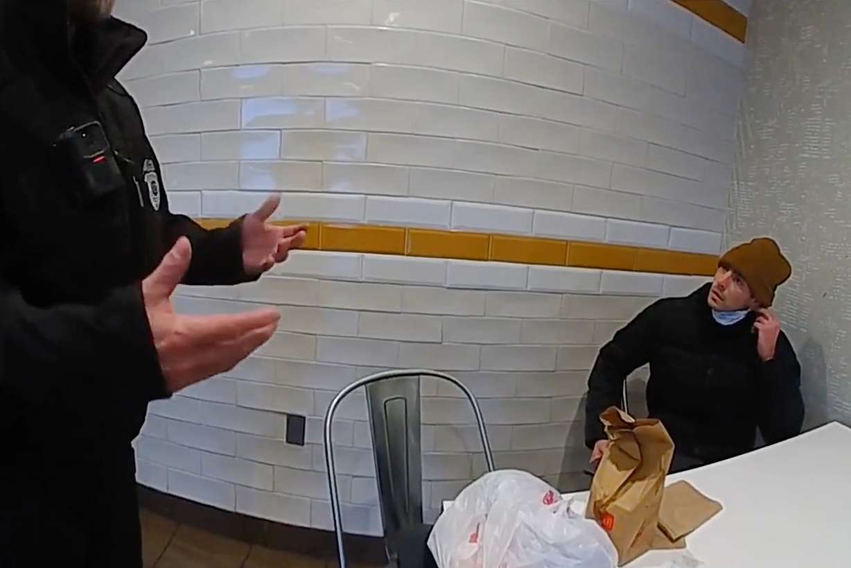 This image taken from video released by Pennsylvania State Police shows Luigi Mangione, a suspect in the fatal shooting of UnitedHealthcare CEO Brian Thompson, at a McDonald's in Altoona, Pa., on Dec. 9, 2024. The footage was released to the public on Tuesday.