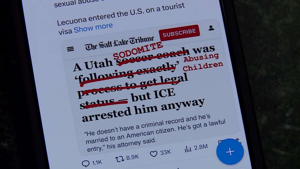 A social media post from the Department of Homeland Security accusing Jair Celis of abusing children, Wednesday. His attorneys said they plan to sue DHS for libel over the post.