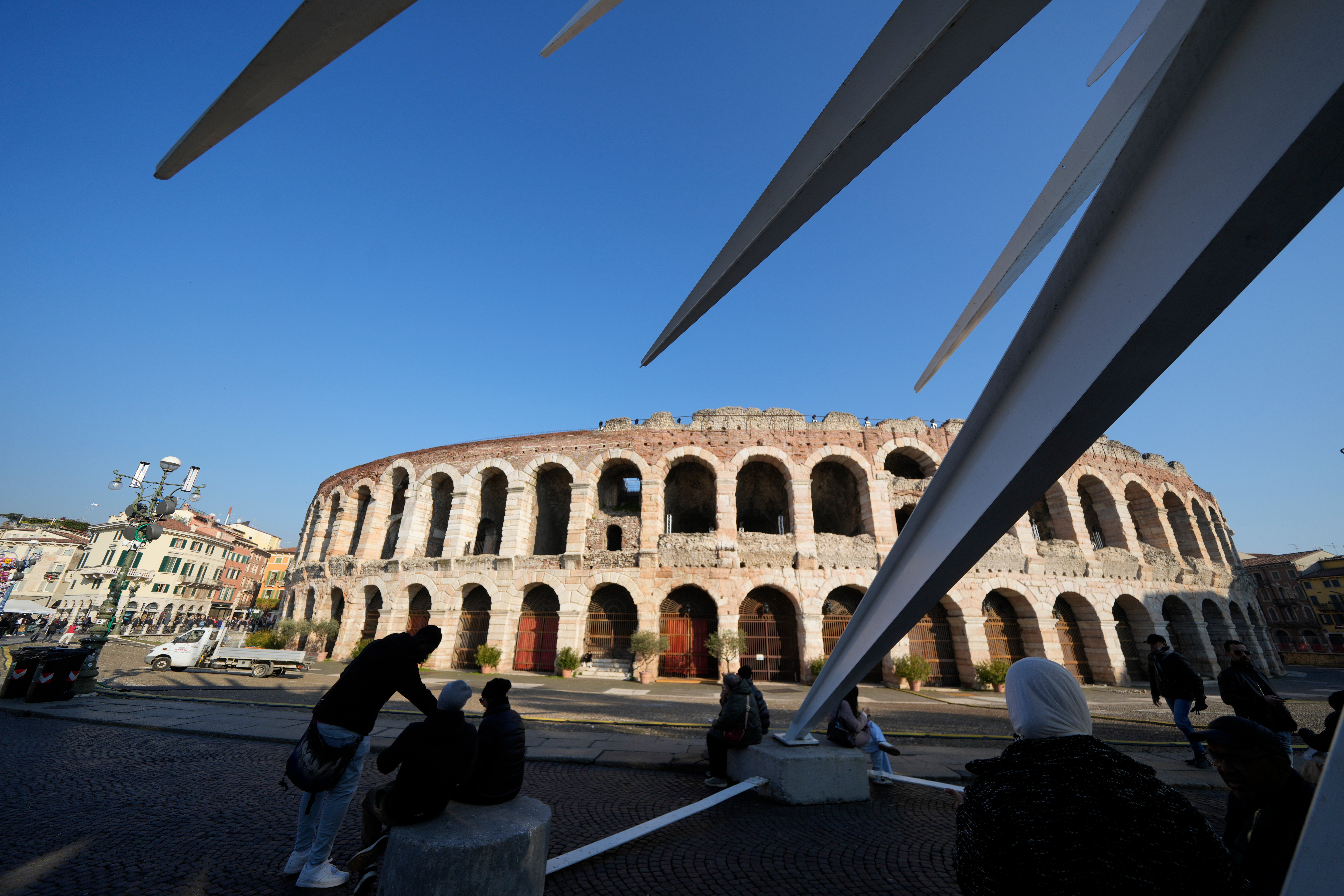 An external view of the Arena of Verona, Italy, Wednesday, Dec. 10, 2025. 
