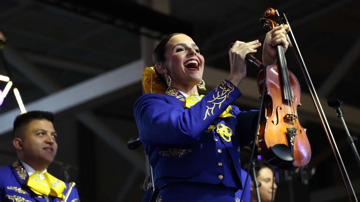 The Los Angeles Rams Mariachi Band performs before an NFL football game against the Tampa Bay Buccaneers, Sunday, Nov. 23, 2025, in Inglewood, Calif.