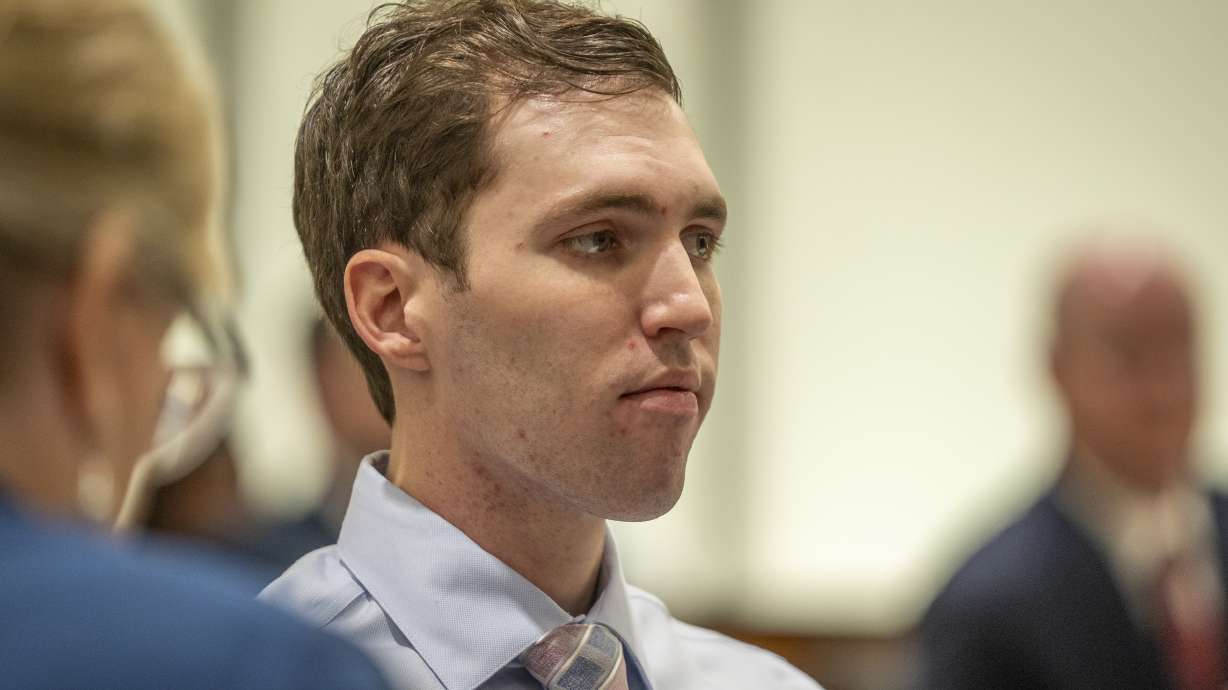 Tyler Robinson appears in 4th District Court in Provo on Thursday, Dec. 11. His defense is seeking to have the Utah County Attorney's Office disqualified from the murder case because a prosecutor's family member witnessed Charlie Kirk's death.