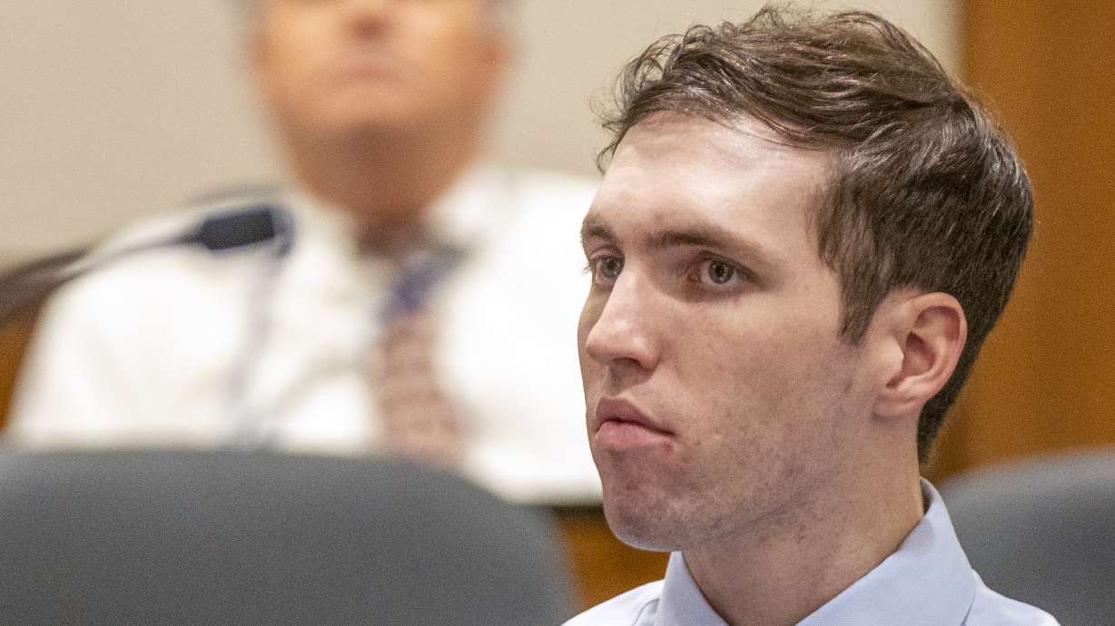 Tyler Robinson, accused in the fatal shooting of Charlie Kirk, appears during a hearing in 4th District Court in Provo in December. His defense team has made two requests to the Utah Supreme Court to review recent rulings.
